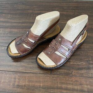 NATURALIZER WOMEN'S SUMMER COMFORTABLE LEATHER SANDALS BROWN SIZE 9-9.5